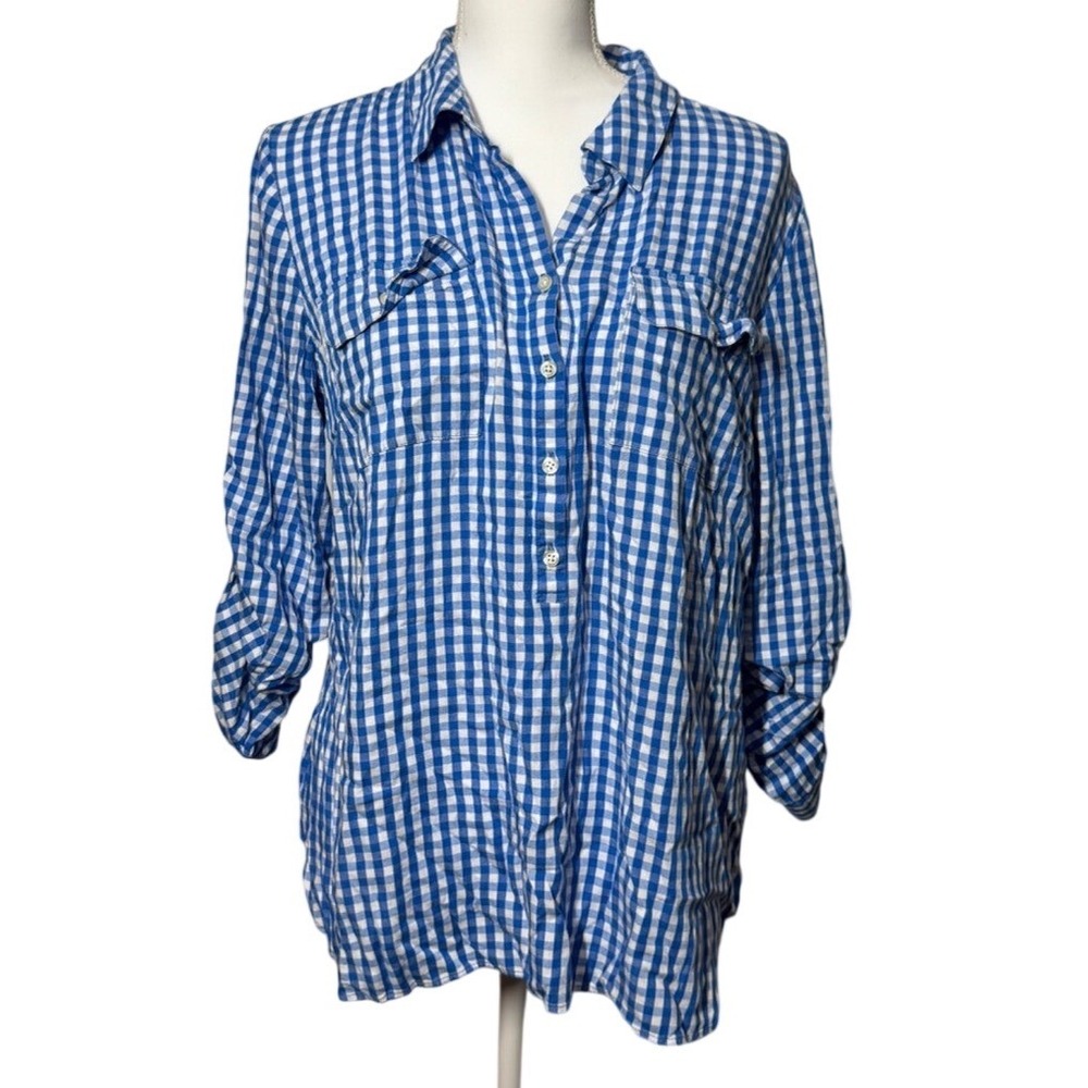 Talbots Blue Gingham Button-Up Shirt L